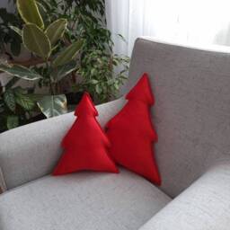 Velvet Christmas Tree Pillow - Holiday Cushion Farmhouse Decor Cozy Sofa Gift - thumbnail 4