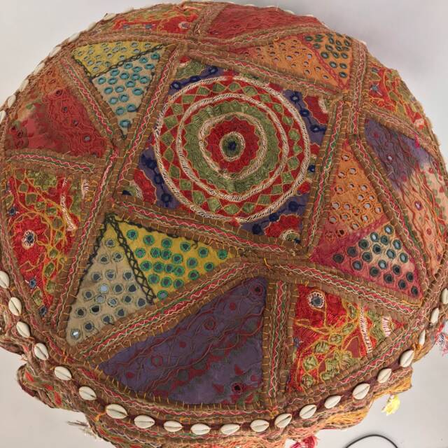 Large Embroidered Bohemian Cushion Cover, Handmade Vintage Indian Fabric - image 1