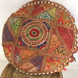 Large Embroidered Bohemian Cushion Cover, Handmade Vintage Indian Fabric - thumbnail 3