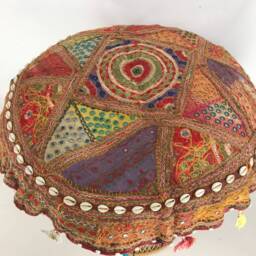 Large Embroidered Bohemian Cushion Cover, Handmade Vintage Indian Fabric - thumbnail 4