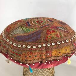 Large Embroidered Bohemian Cushion Cover, Handmade Vintage Indian Fabric - thumbnail 2