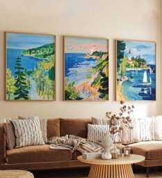 Set Of 3 Michigan Posters, Usa Great Lakes Scenic Prints Set, Landscape Detroit Wall Art, Urban Nature Decor Prints, Midwest Travel Gift - thumbnail 1