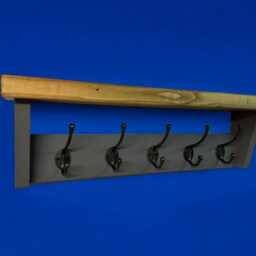 Rustic Solid Pine Wooden Coat Rack in A Farmhouse Style With Heavy Duty Cast Iron Hooks Available Painted Sides & Waxed Shelf - thumbnail 3