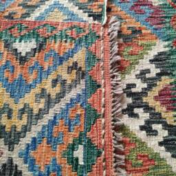 Kilim Rug Tribal, Handmade Artisan Afghan Turkish Aztec Geometric Wool 150x112 cm - thumbnail 3