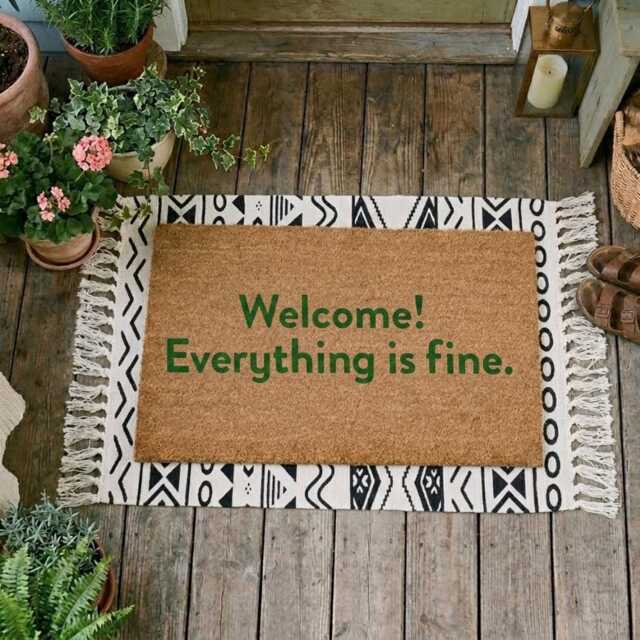 Welcome Everything Is Fine Doormat - The Good Place Tv Quote Homeware - image 1