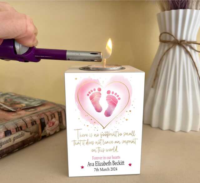 Memory Candle Holder, Baby Loss Candle, Memorial Sympathy, Never Forget, Miscarriage, Born Sleeping, Rainbow, Gone But Not Forgotten - image 1