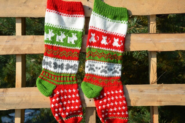Hand Knitted Christmas Stockings For Dog Or Cat, Home Decor, Personalized Christamas Stocking With Dogs & Cats - image 1