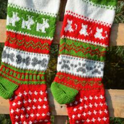 Hand Knitted Christmas Stockings For Dog Or Cat, Home Decor, Personalized Christamas Stocking With Dogs & Cats - thumbnail 3