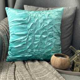 Solid Color Knotted Pattern, Turquoise Blue Velvet, 24x24/26x26 Modern Euro Sham - Knots - thumbnail 1