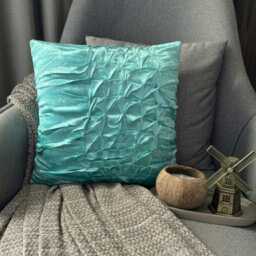 Solid Color Knotted Pattern, Turquoise Blue Velvet, 24x24/26x26 Modern Euro Sham - Knots - thumbnail 2