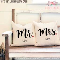 Mr Pillow & Mrs Wedding Gift Personalized Anniversary Custom Couples Gifts Shower Bedroom Decor Pcp137 - thumbnail 1