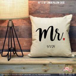 Mr Pillow & Mrs Wedding Gift Personalized Anniversary Custom Couples Gifts Shower Bedroom Decor Pcp137 - thumbnail 2