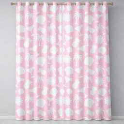 Tropical Beach Soft Pastel Palm Pineapple Cocktail Shell Seamless Pattern Readymade Eyelet Ring Top Thermal 100% Blackout Curtains - thumbnail 2