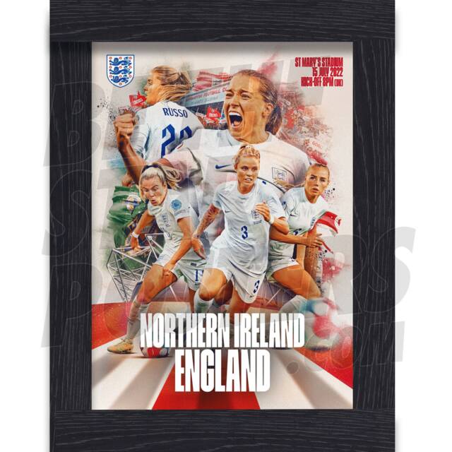England Lionesses Limited Edition Match Day Artwork V Northern Ireland - Officially Licensed Product A3 Framed