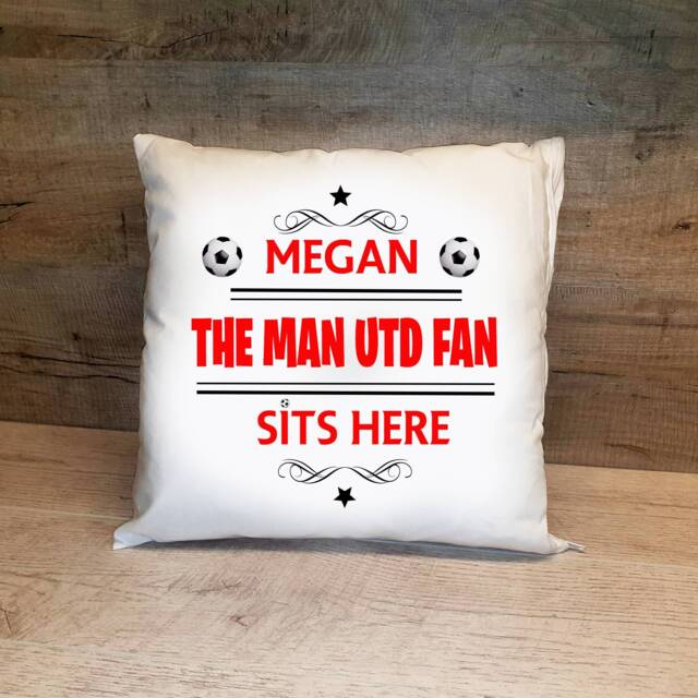 Personalised Manchester United Cushion. With Any Name. Football Fan Cushion Mufc