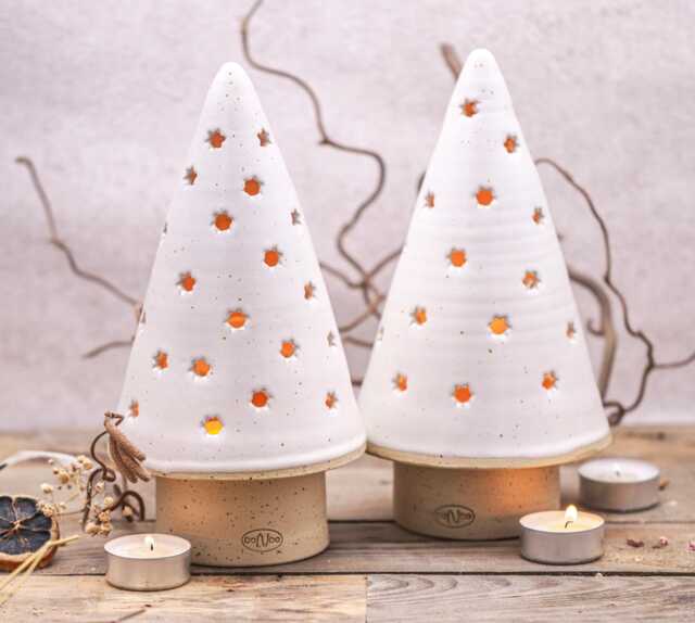 Handmade Ceramic Christmas Tree Tealight Holder - Stoneware, Wheel-Thrown - image 1