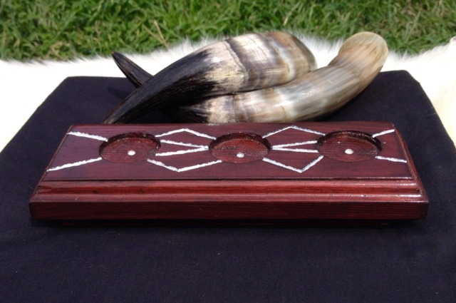 Norse-Inspired - Rustic Candleholder Salvaged Wood Dark Cabernet Wooden Handmade Tealight Holder Votive Candle - image 1