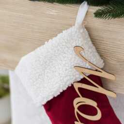 Single Christmas Stocking, Red & Green Farmhouse Personalized Stockings, Rustic Stockings - thumbnail 3