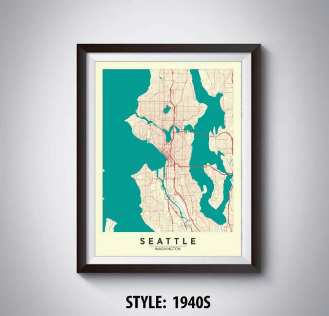 Seattle Map Print Washington State, Modern Wall Art - image 1
