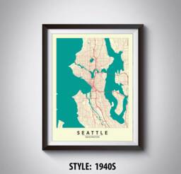 Seattle Map Print Washington State, Modern Wall Art - thumbnail 1