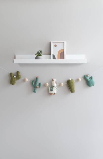 Felt Llama Cactus Garland, Desert Wall Hanging, Nursery Decor - image 1