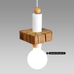 Unique, Rustic Pendant Lamp With Reclaimed Barn Beam Wood & Vintage Porcelain Socket, Wabi-Sabi - Primitive Ceiling - thumbnail 3