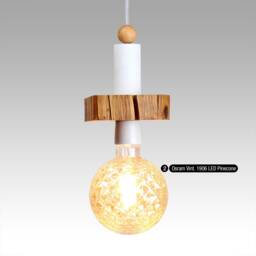Unique, Rustic Pendant Lamp With Reclaimed Barn Beam Wood & Vintage Porcelain Socket, Wabi-Sabi - Primitive Ceiling - thumbnail 2