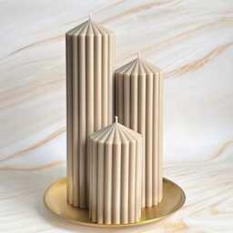 12-26cm Large Ribbed Scented Pillar Candles - Bergamot, Lemon & Jasmine Fragrance - thumbnail 4