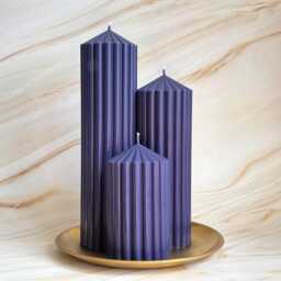 12-26cm Large Ribbed Scented Pillar Candles - Bergamot, Lemon & Jasmine Fragrance - thumbnail 1