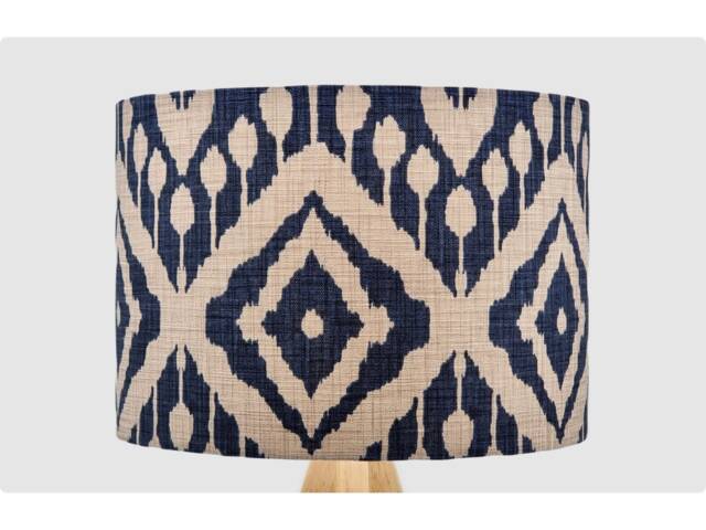 Ikat Modern Dark Blue Lampshade, Table Floor Lamp/Ceiling Pendant Small Medium Large 15cm 20cm 25cm 30cm 35cm 40cm Fabric Drum Light Shade - image 1