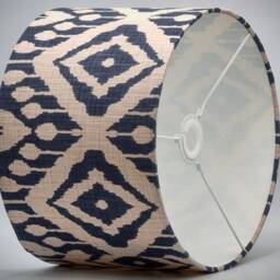 Ikat Modern Dark Blue Lampshade, Table Floor Lamp/Ceiling Pendant Small Medium Large 15cm 20cm 25cm 30cm 35cm 40cm Fabric Drum Light Shade - thumbnail 3