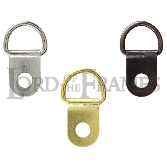 Small Single D Rings No Screws Nickel Brass Bronze Picture Framing Frame Mirror Hanging Drings 22x12mm - image 1