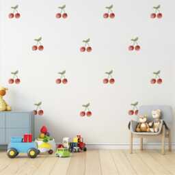 Cherry Wall Stickers Nursery Decor Fruit Decals Coquette Bedroom Red Girls Room - thumbnail 2