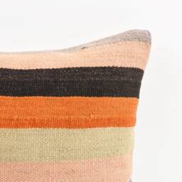 Vintage Turkish Kilim Pillow Cover Handwoven Wool Rug Cushion - 16x16 - thumbnail 4