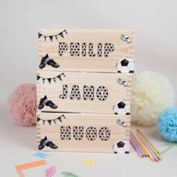 Personalized Football-Themed Pen Holder, Wooden Desk Organizer With Acrylic Name, Cup For Starting School, School Gift A Schoolchild - School Cone - thumbnail 2