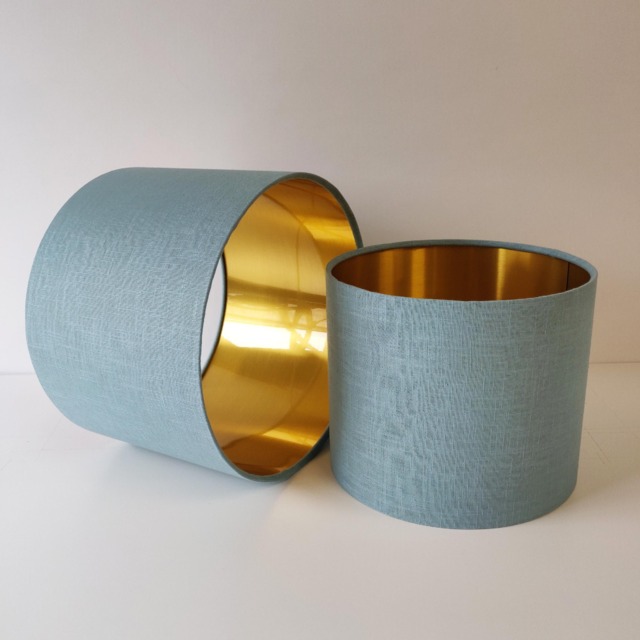 Duck Egg Blue Lampshade in Linen With Gold Lining - image 1