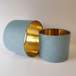 Duck Egg Blue Lampshade in Linen With Gold Lining - thumbnail 1