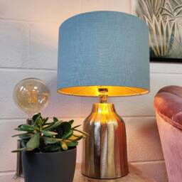 Duck Egg Blue Lampshade in Linen With Gold Lining - thumbnail 3