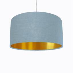 Duck Egg Blue Lampshade in Linen With Gold Lining - thumbnail 2