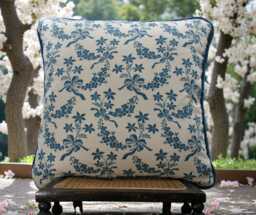 Large Teal Floral Vintage Cushion Cover - Boho Chic Home Decor