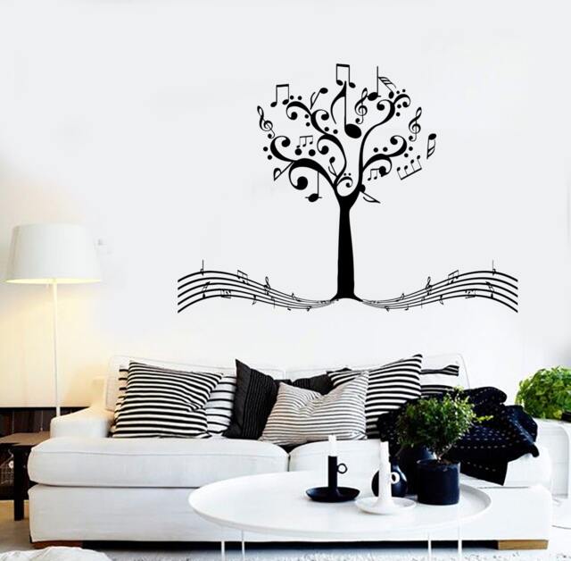 Wall Vinyl Music Notes Tree For Bedroom Guaranteed Quality Decal Mural Art 1529Dz - image 1