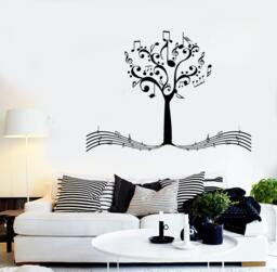 Wall Vinyl Music Notes Tree For Bedroom Guaranteed Quality Decal Mural Art 1529Dz - thumbnail 1