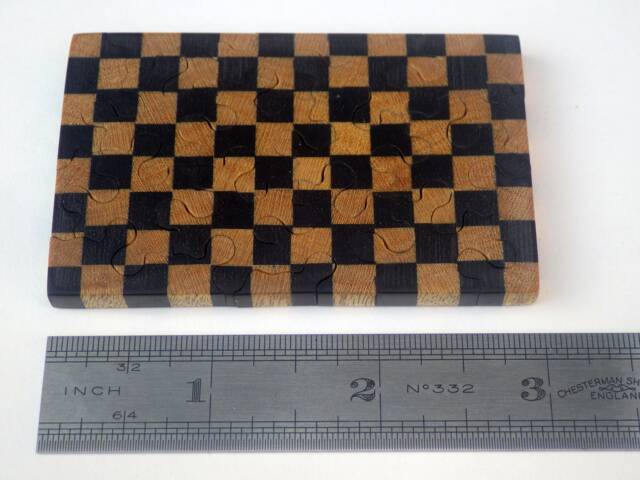 Ebony & Yellowheart Checkerboard Handmade Wooden Jigsaw Puzzle - image 1