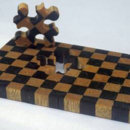 Ebony & Yellowheart Checkerboard Handmade Wooden Jigsaw Puzzle - thumbnail 4