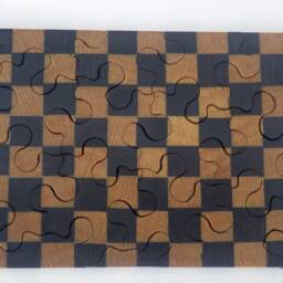 Ebony & Yellowheart Checkerboard Handmade Wooden Jigsaw Puzzle - thumbnail 2