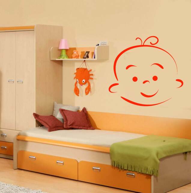 Wall Vinyl Decal Baby Cartoon Face Expression Of Different Emotion Decor For Kids Room - #2485Dn - image 1