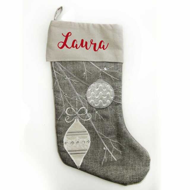Personalised Silver Bauble Christmas Stocking - image 1