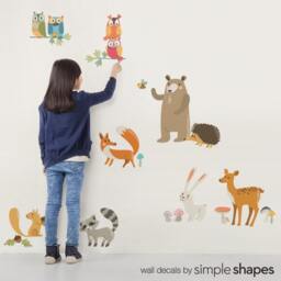 Forest Animals Peel & Stick Wall Stickers, Woodland Nursery, Animals, Decals Owl Nursery Decor, Baby - thumbnail 1