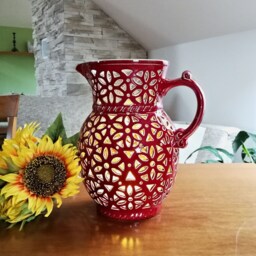 Pottery Pitcher Tea Light Holder Farmhouse Christmas Mantel Decor - thumbnail 3