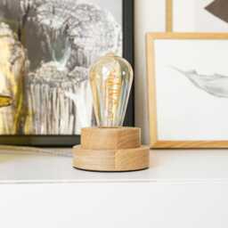 Oak Table Lamp - Perfect For Sideboards & Bedside Tables - thumbnail 2